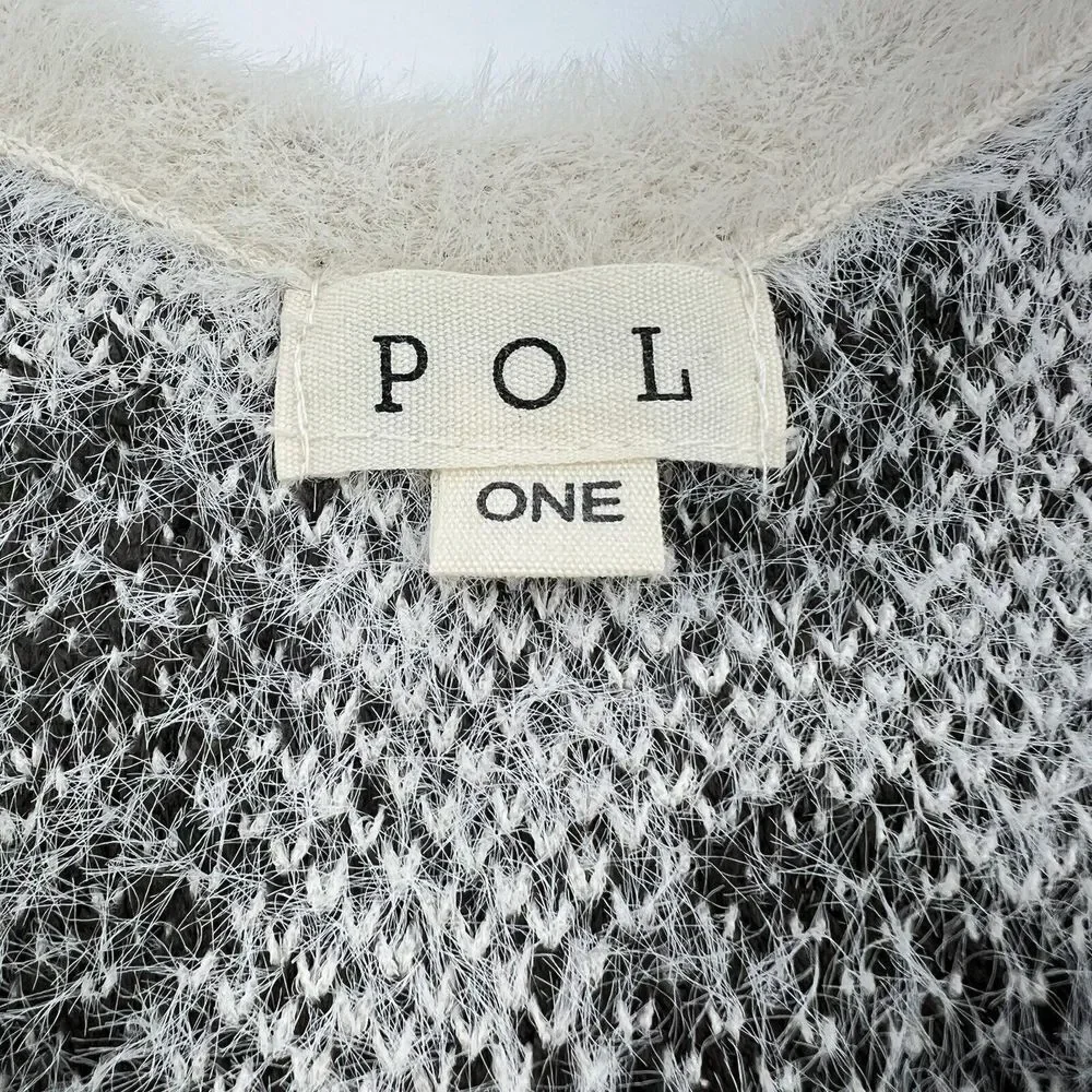 POL Cheetah Leopard Fuzzy V Neck Sweater one Size